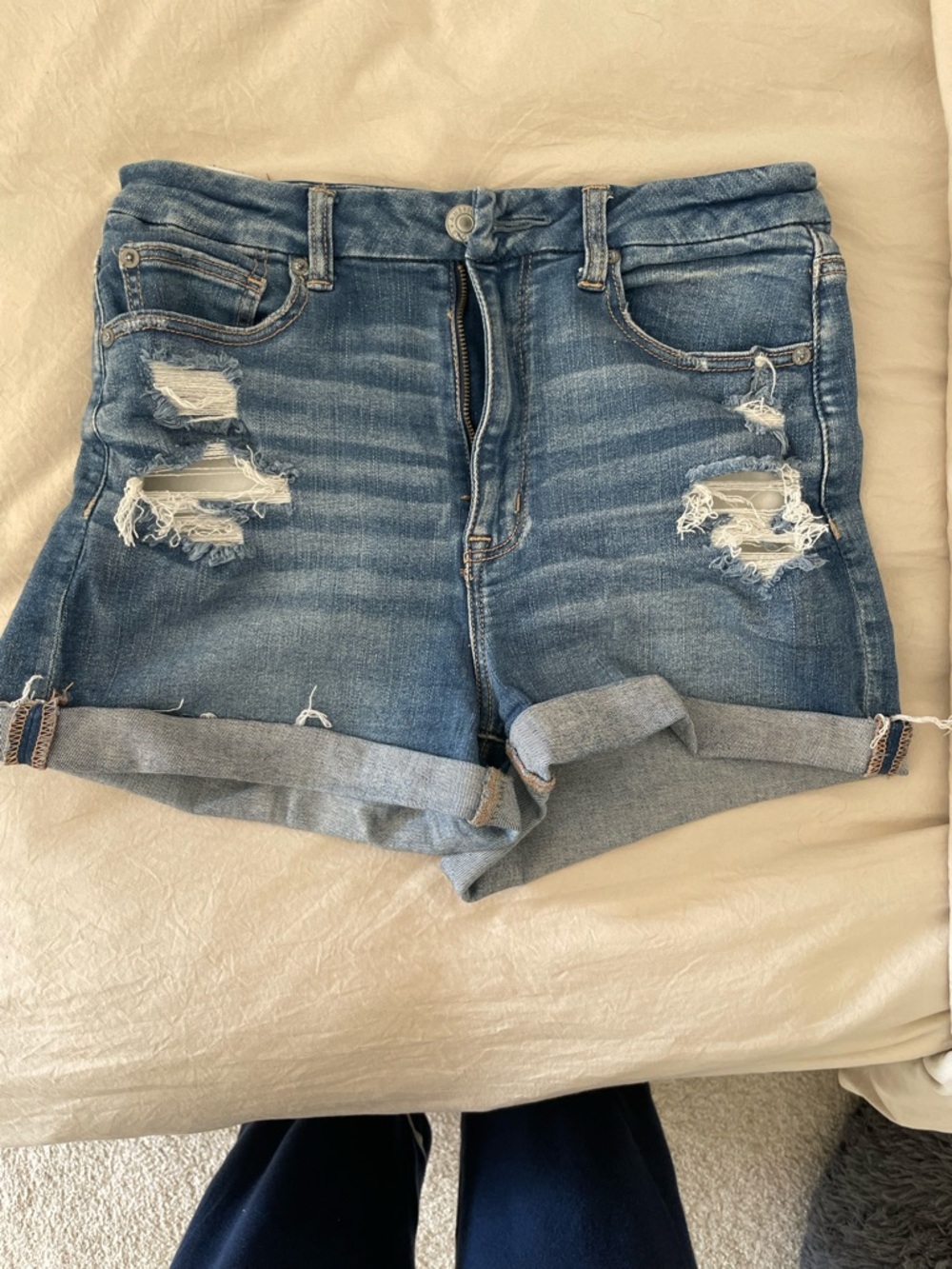 American Eagle Outfitters Distressed Next Level Stretch Jean Shorts